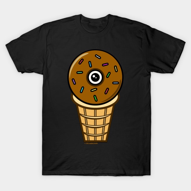 Ice Cream Donut Eyeball - Chocolate T-Shirt by LaughingGremlin